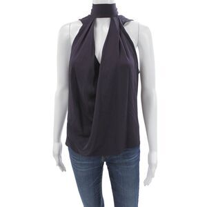 Robert Rodriguez Women Purple Sleeveless High Neck Silk Blouse Size 4